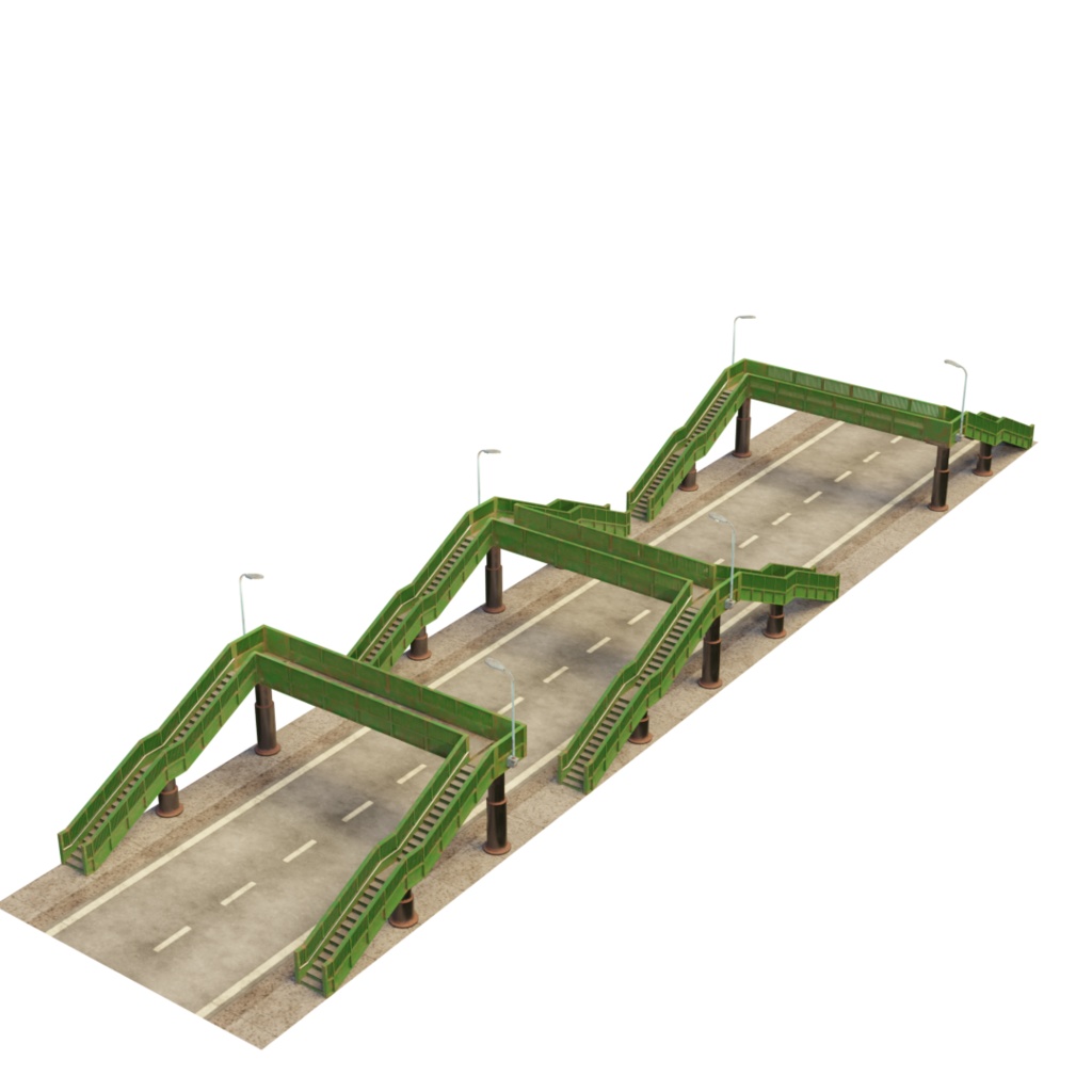 3DCG【Pedestrian_bridge】歩道橋　3種セット