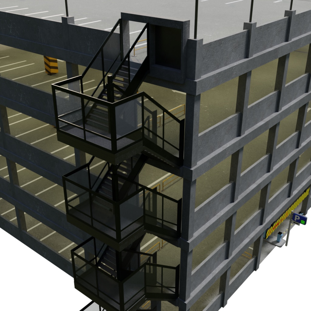 3DCG【parking_fullset】駐車場フルセット