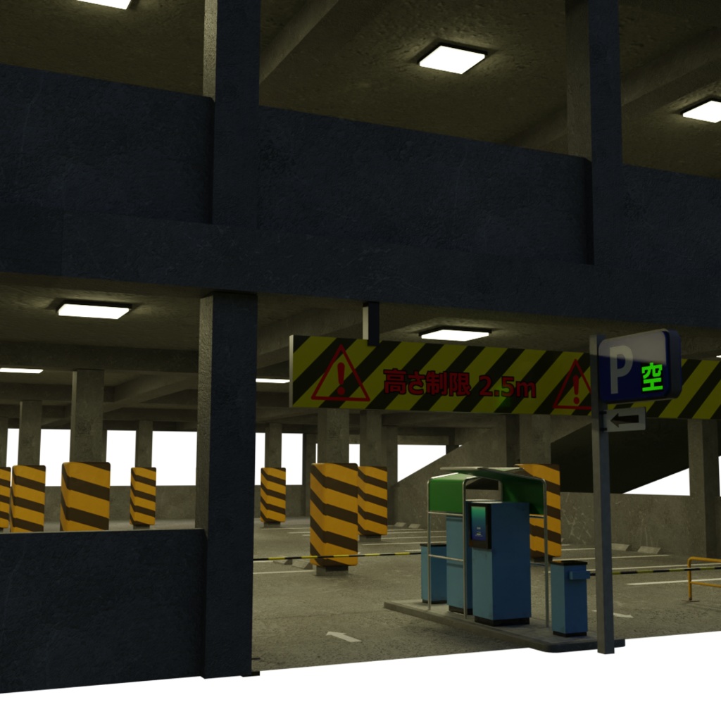 3DCG【parking_fullset】駐車場フルセット