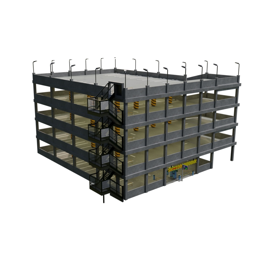 3DCG【parking_fullset】駐車場フルセット