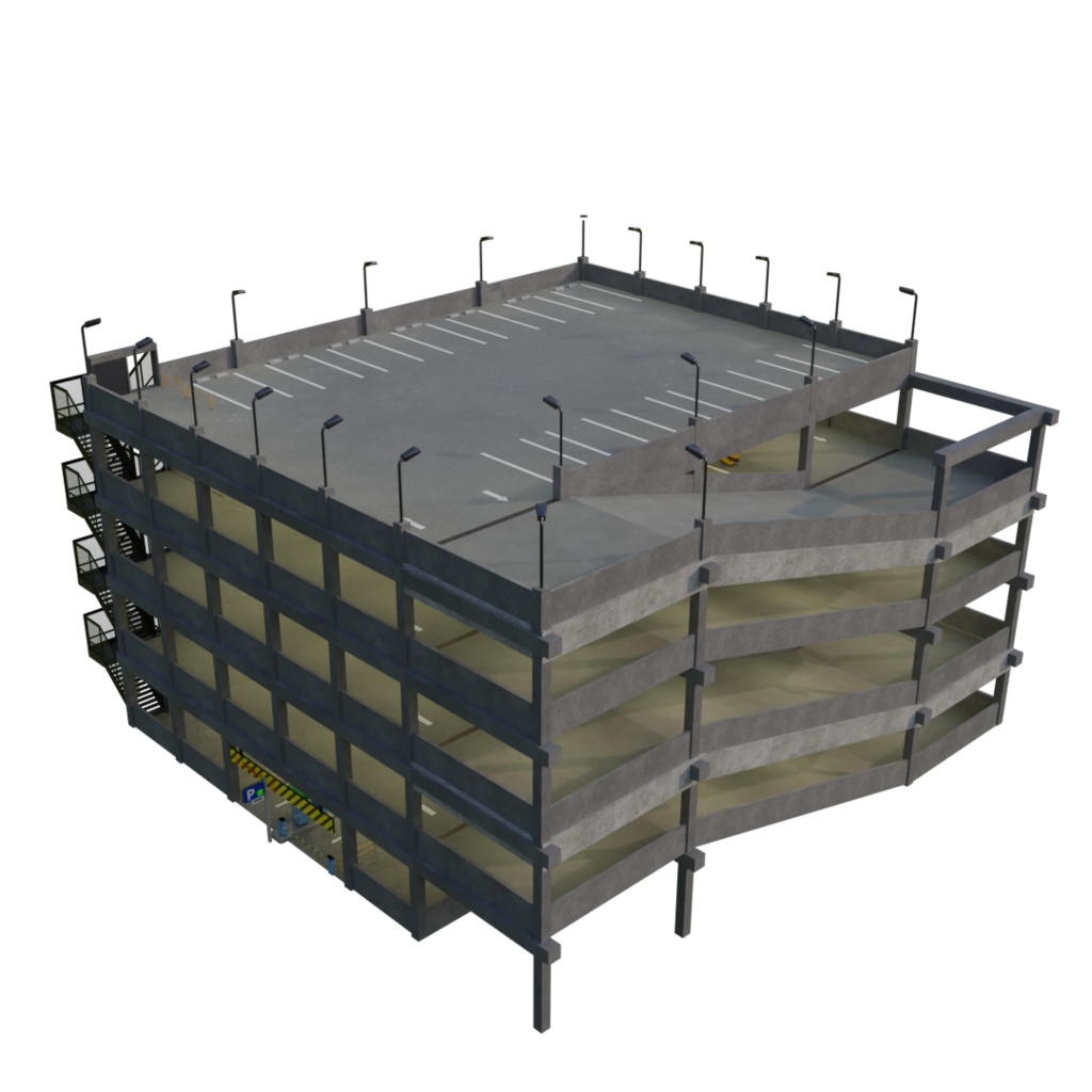 3DCG【parking_fullset】駐車場フルセット