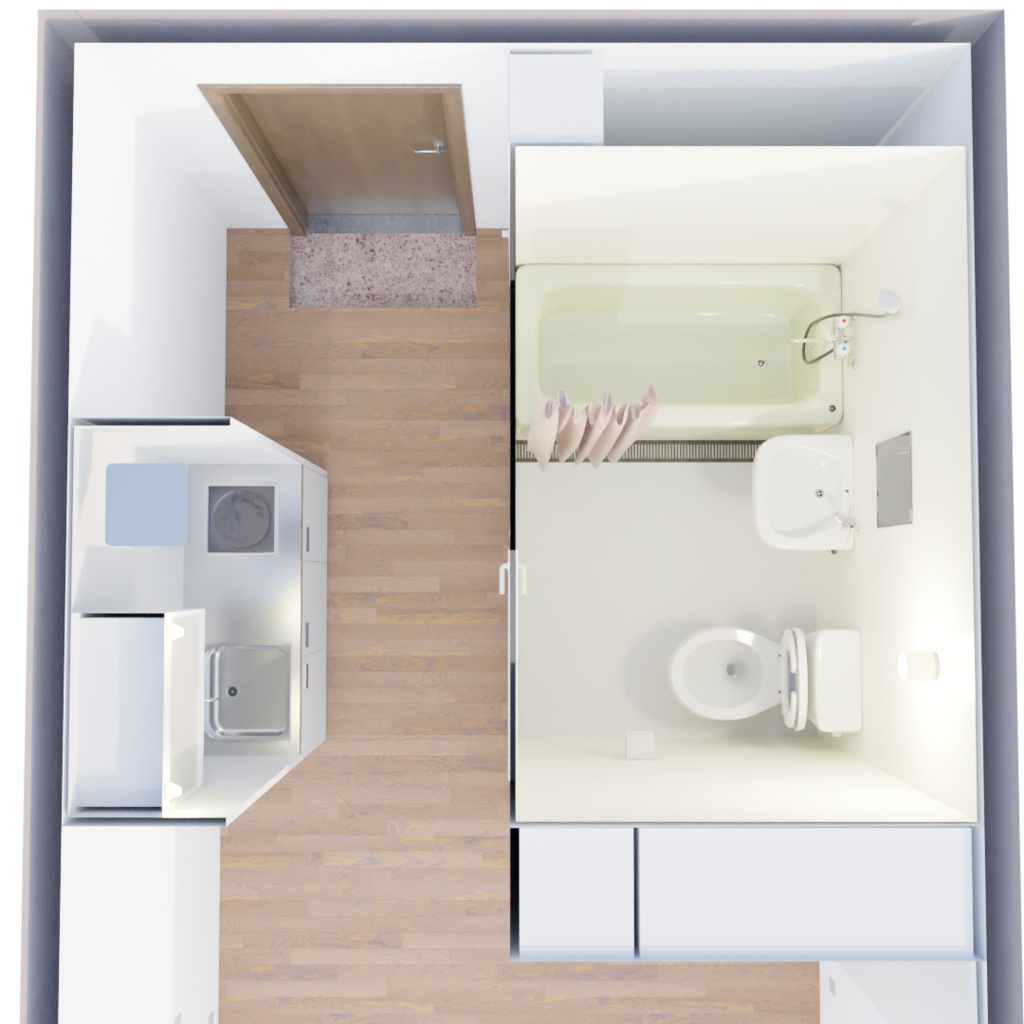 3DCG【1room】アパート部屋 1R 1K