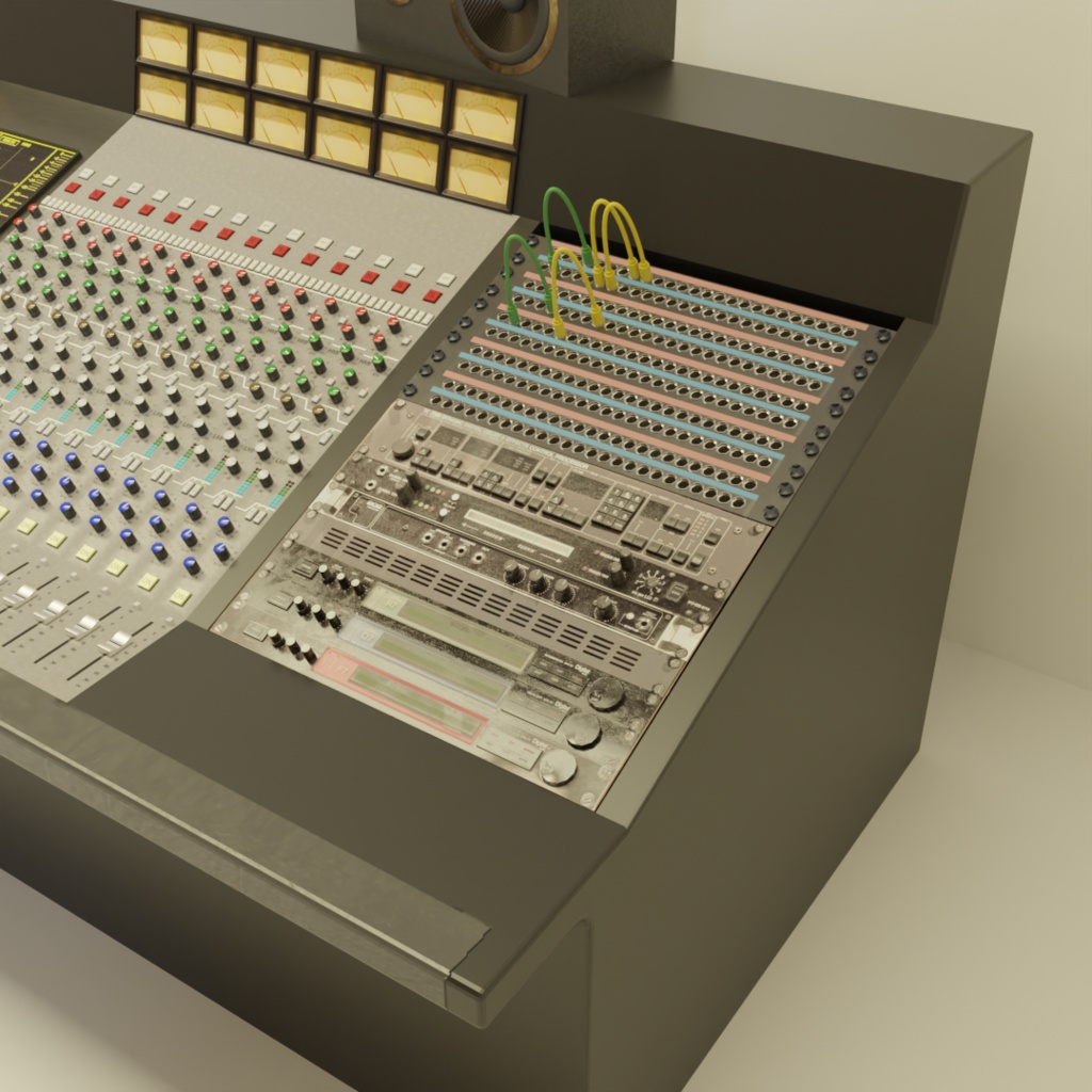3DCG【studio_set】レコーディングスタジオルーム ミキサー コンソール