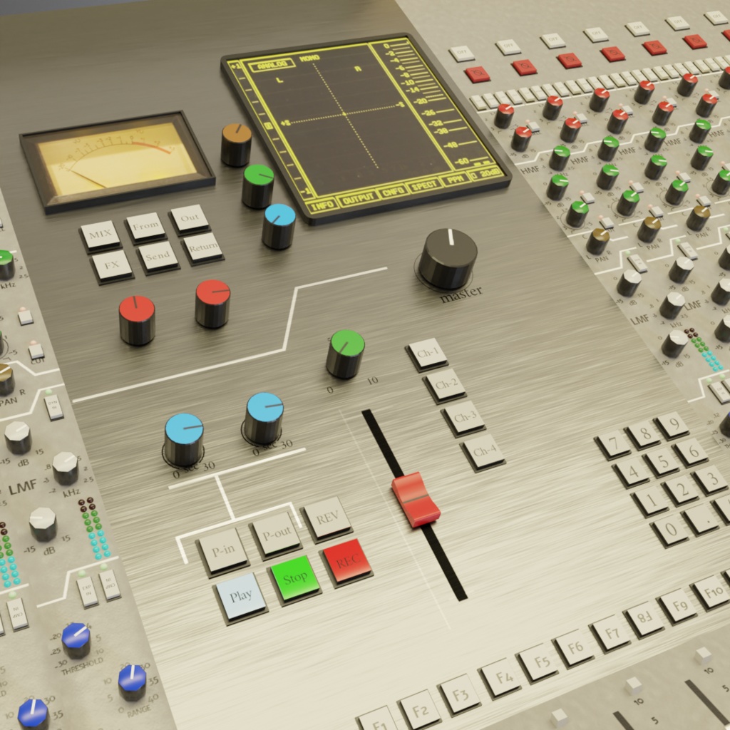 3DCG【studio_set】レコーディングスタジオルーム ミキサー コンソール