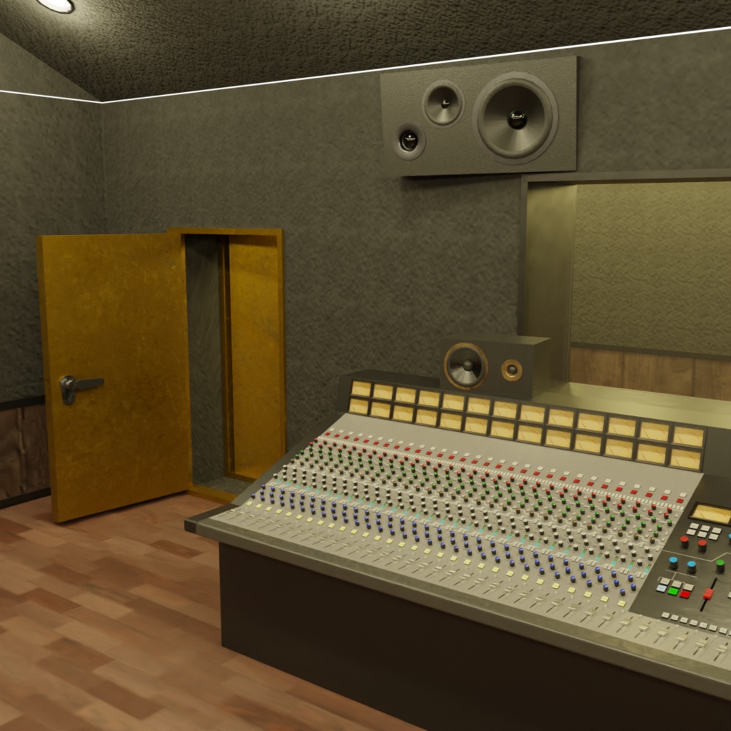 3DCG【studio_set】レコーディングスタジオルーム ミキサー コンソール