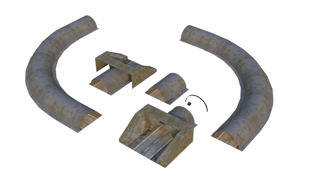 3DCG【tunnel_Set】トンネル パーツセット