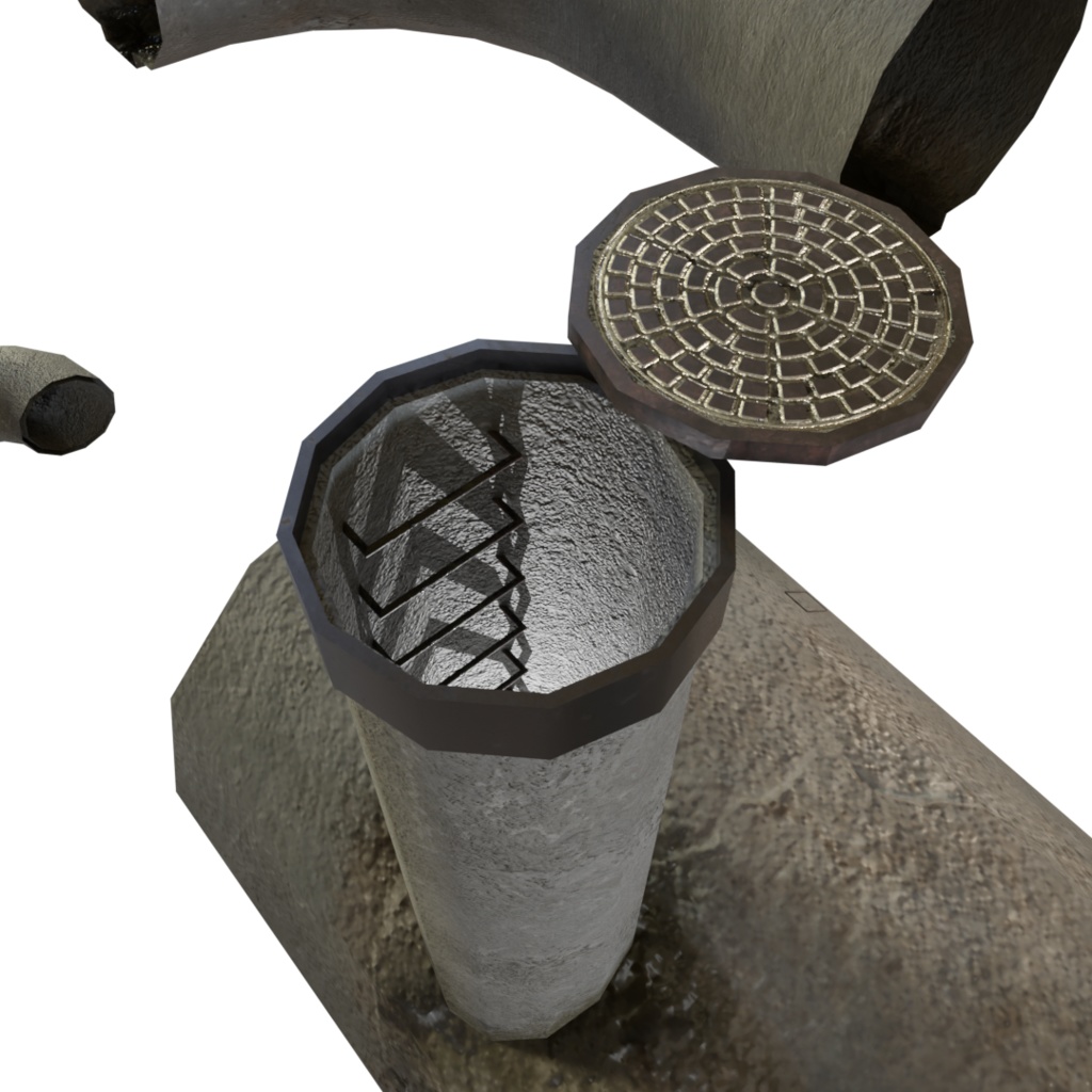 3DCG【Sewer_set】下水道セット マンホール