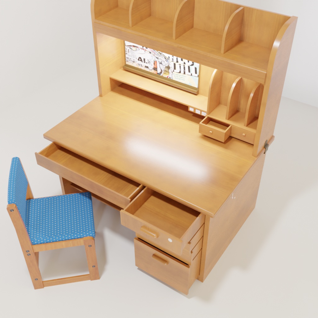 3DCG【student_desk】学習机