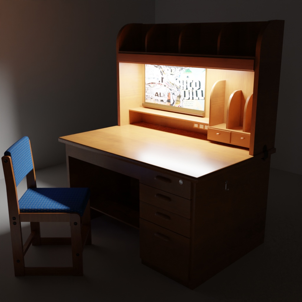 3DCG【student_desk】学習机