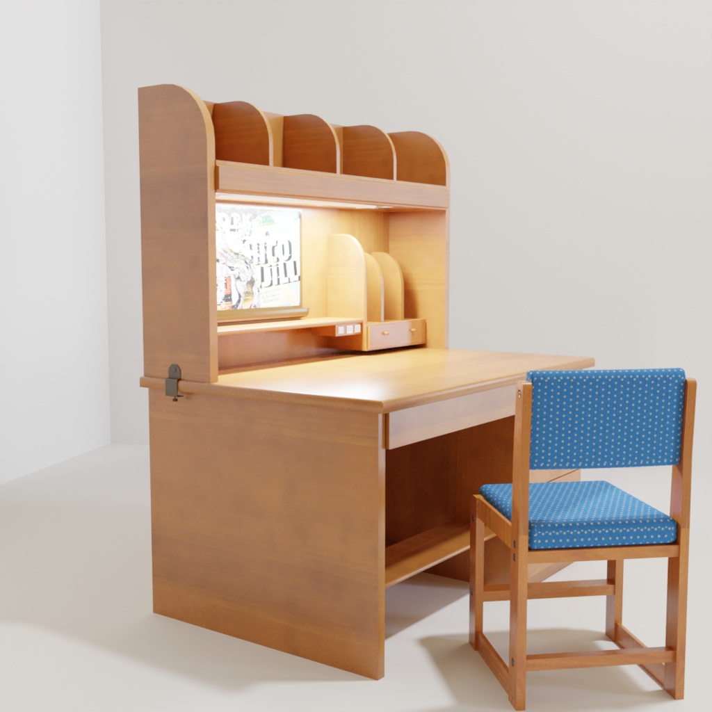 3DCG【student_desk】学習机