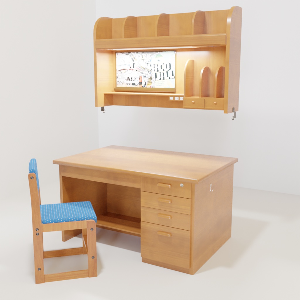 3DCG【student_desk】学習机