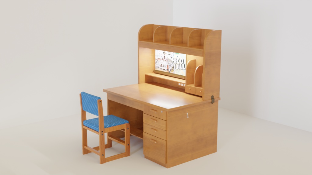 3DCG【student_desk】学習机