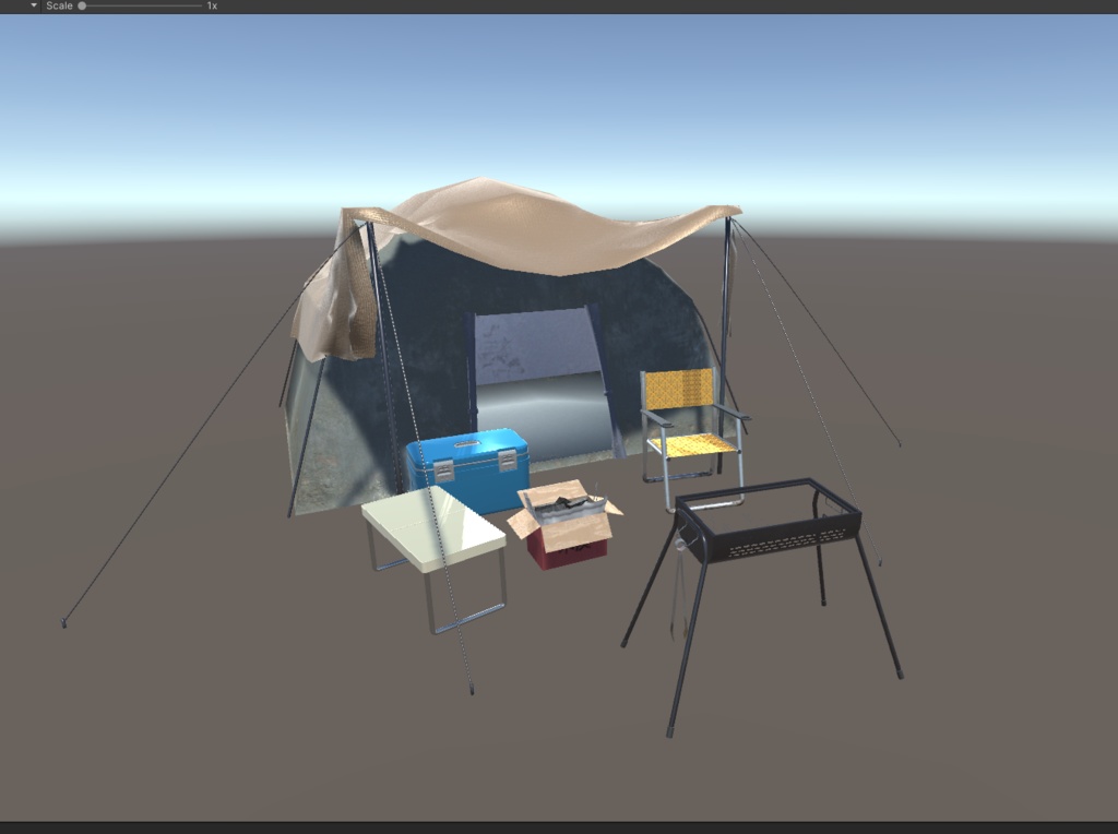 3DCG【camp_set】キャンプ 7点セット