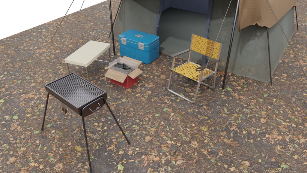 3DCG【camp_set】キャンプ 7点セット