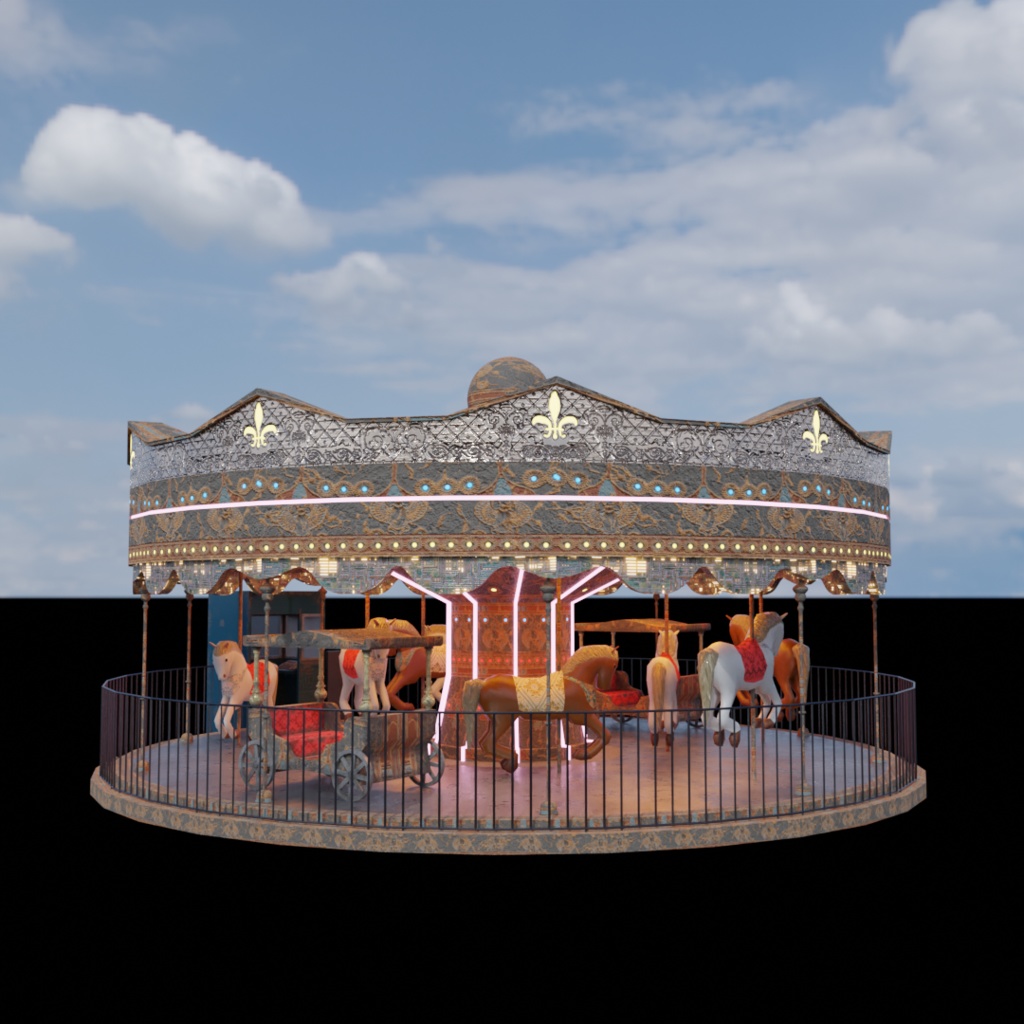 3DCG【Merry-go-round】メリーゴーランド 遊園地