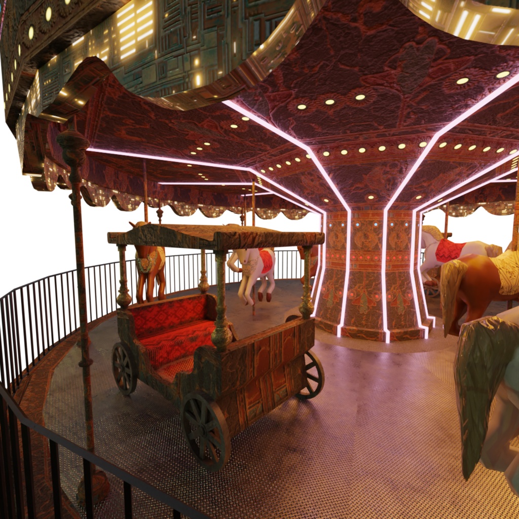 3DCG【Merry-go-round】メリーゴーランド 遊園地