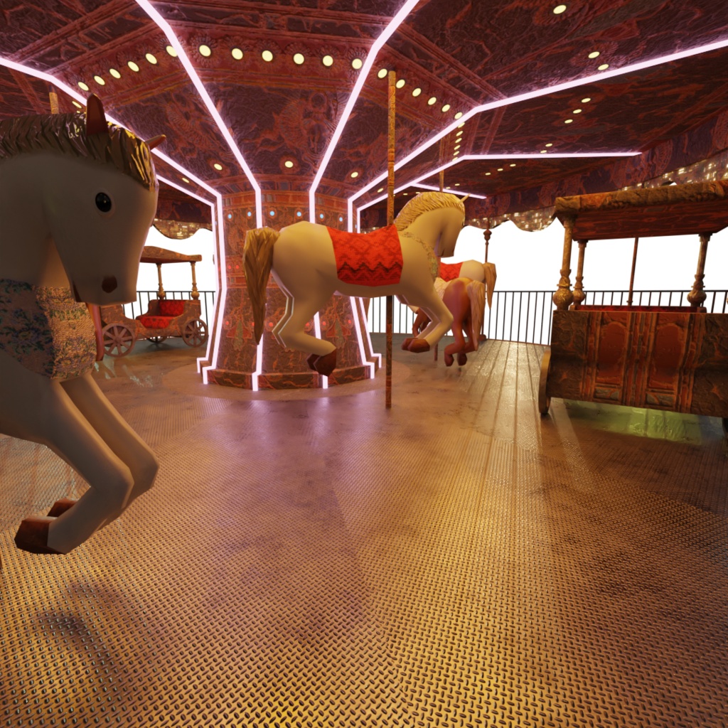 3DCG【Merry-go-round】メリーゴーランド 遊園地