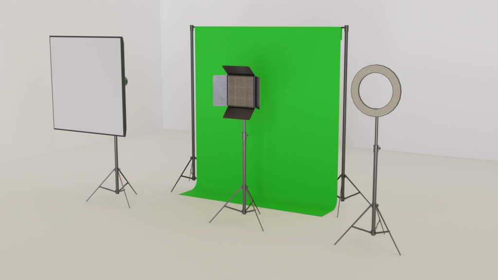 3DCG【greenback_screen】撮影ライト&グリーンバックセット