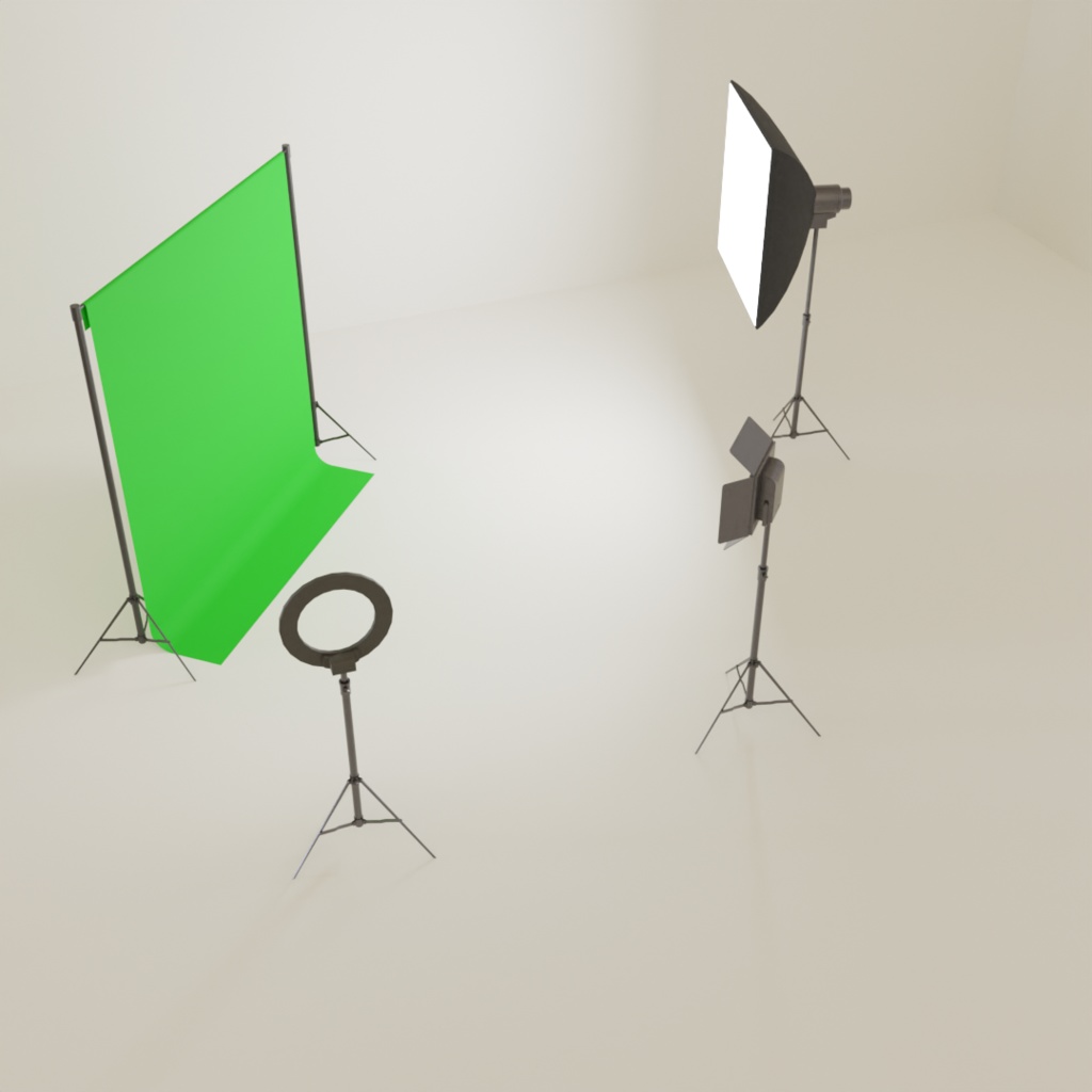 3DCG【greenback_screen】撮影ライト&グリーンバックセット