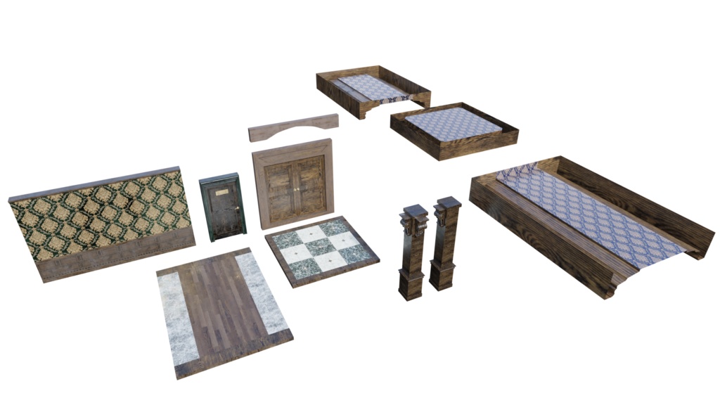 3DCG【victorian_corridor】洋館風廊下セット