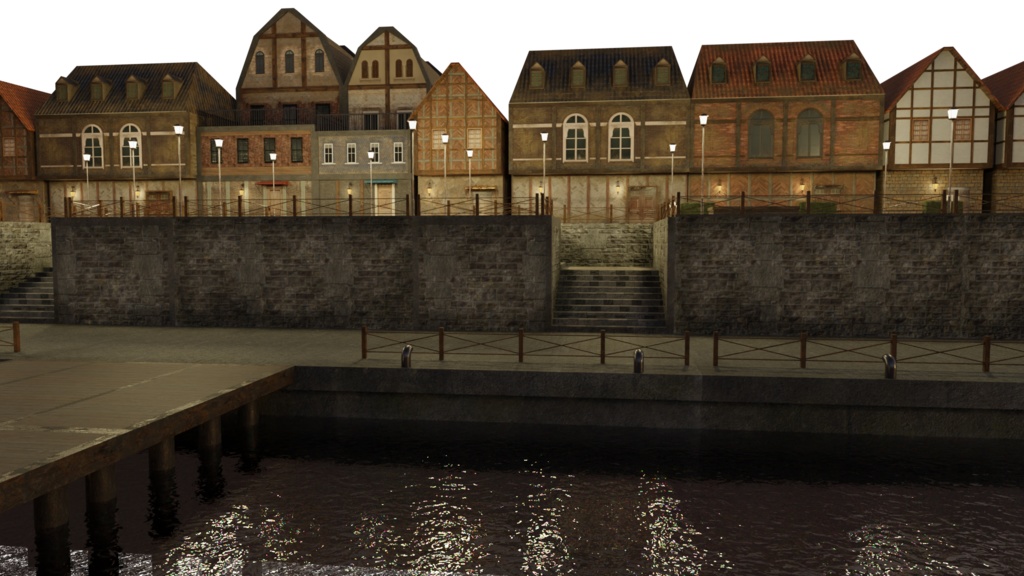 3DCG【medieval_port_set】中世風 港セット