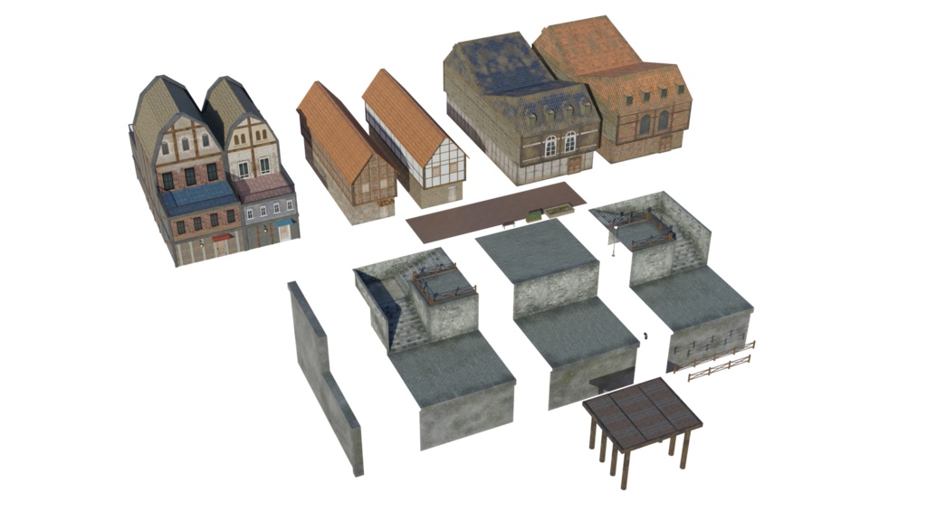 3DCG【medieval_port_set】中世風 港セット