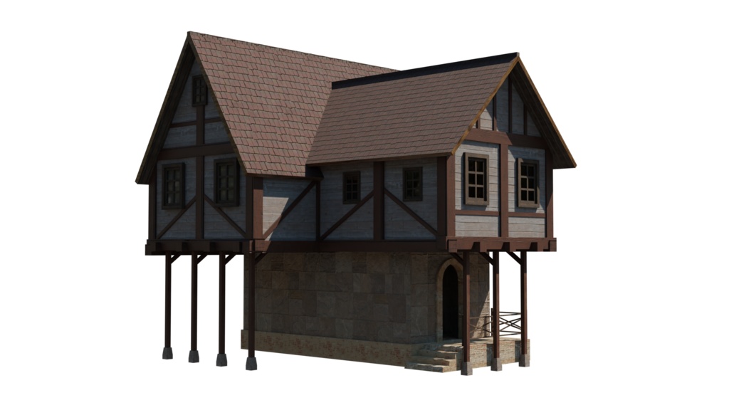 3DCG【medieval_building】中世風 家