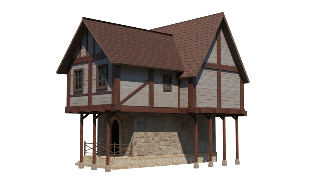 3DCG【medieval_building】中世風 家