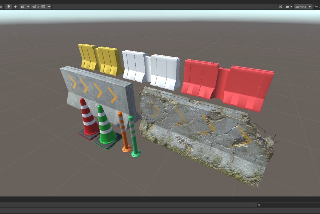 3DCG【road_barricade_set】バリケード 壁 コーン パイロンセット(9点セット)