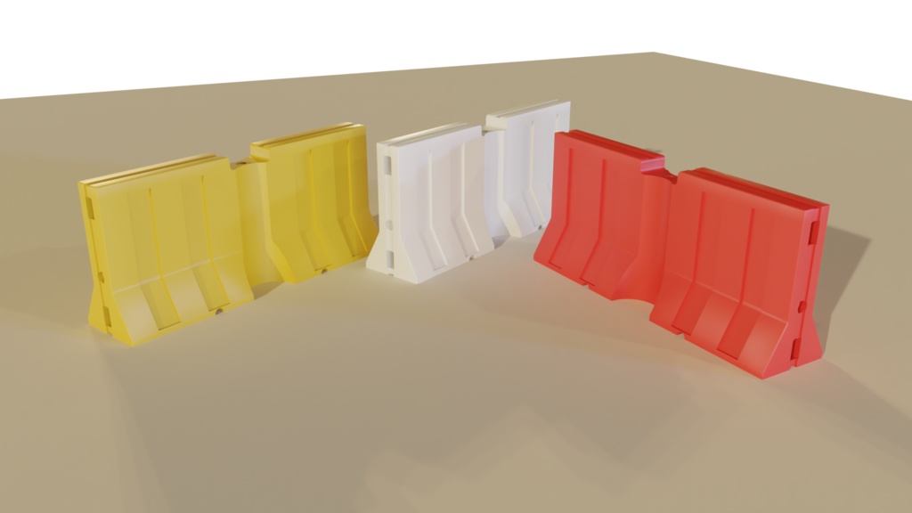 3DCG【road_barricade_set】バリケード 壁 コーン パイロンセット(9点セット)