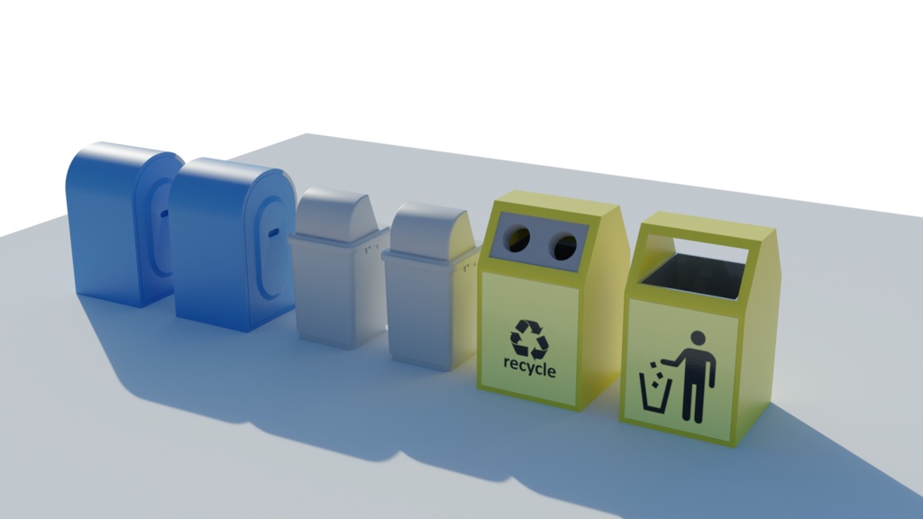 3DCG【garbage_box_set】ゴミ箱