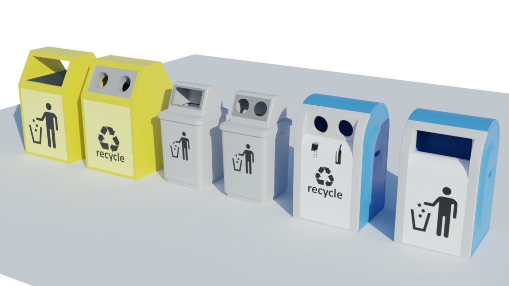 3DCG【garbage_box_set】ゴミ箱