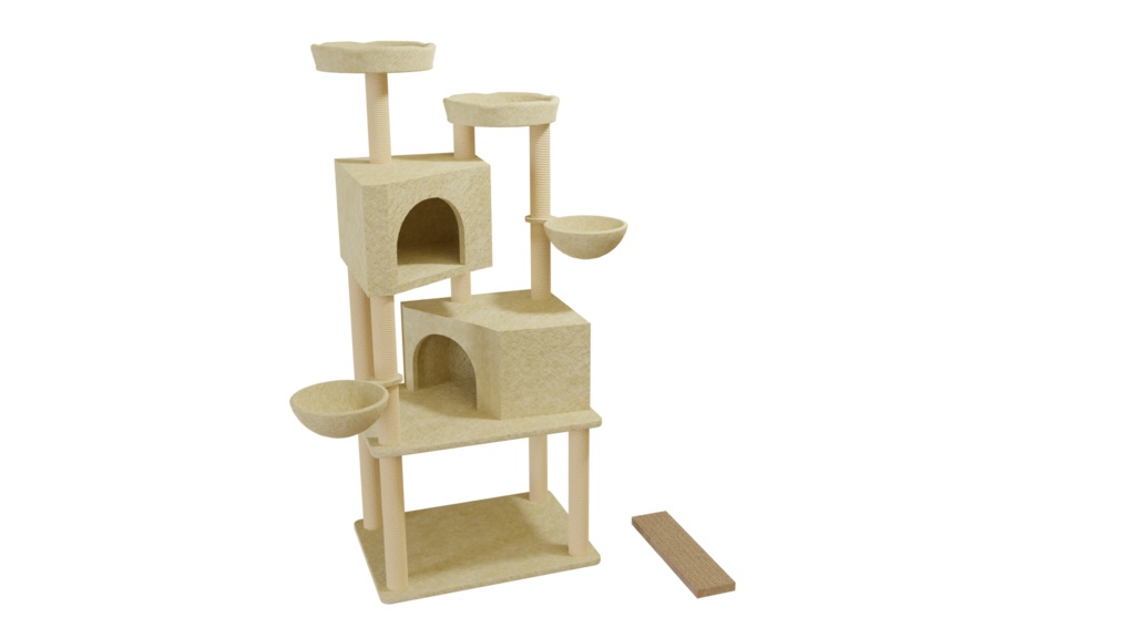 3DCG【cat_tower_set】キャットタワー＆爪とぎセットモデル