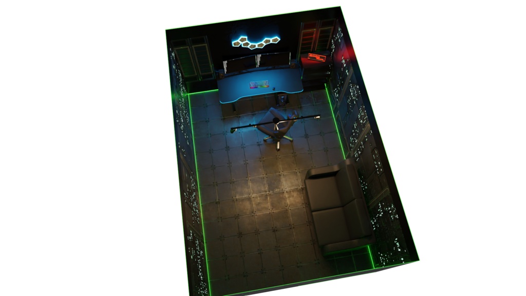 3DCG【gaming_room】ゲーミングルーム 配信部屋
