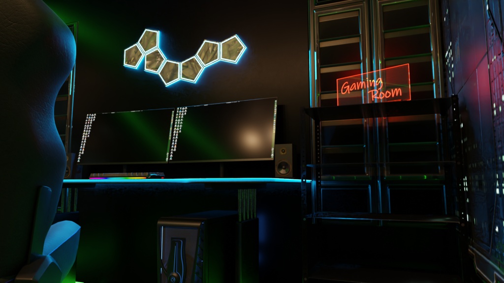 3DCG【gaming_room】ゲーミングルーム 配信部屋