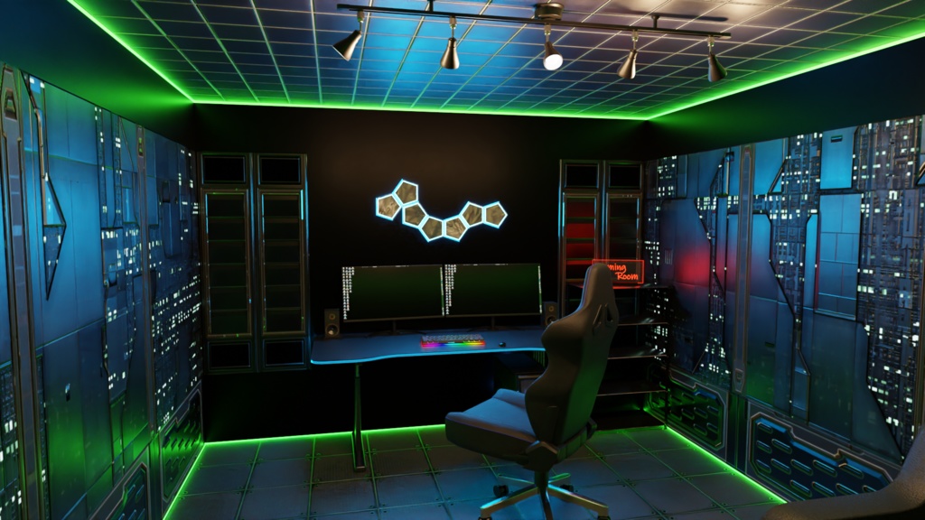 3DCG【gaming_room】ゲーミングルーム 配信部屋