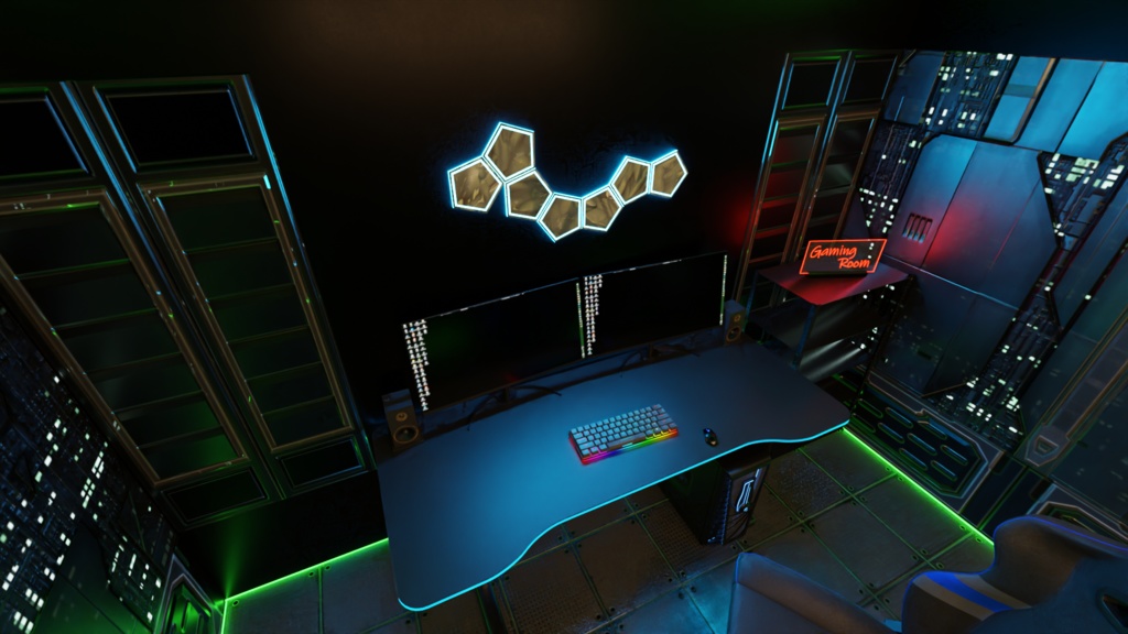 3DCG【gaming_room】ゲーミングルーム 配信部屋