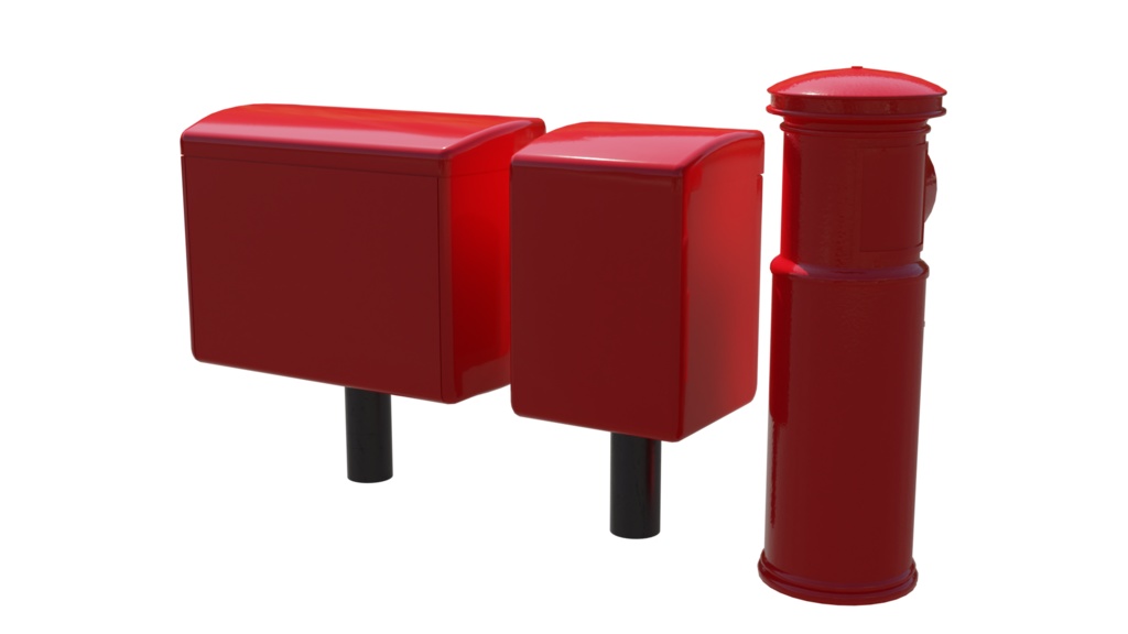 3DCG【post_Set】郵便ポスト3種