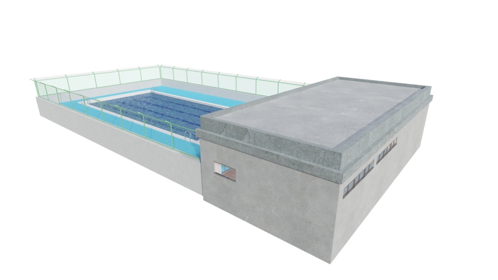 3DCG【pool】学校のプール 屋外プール