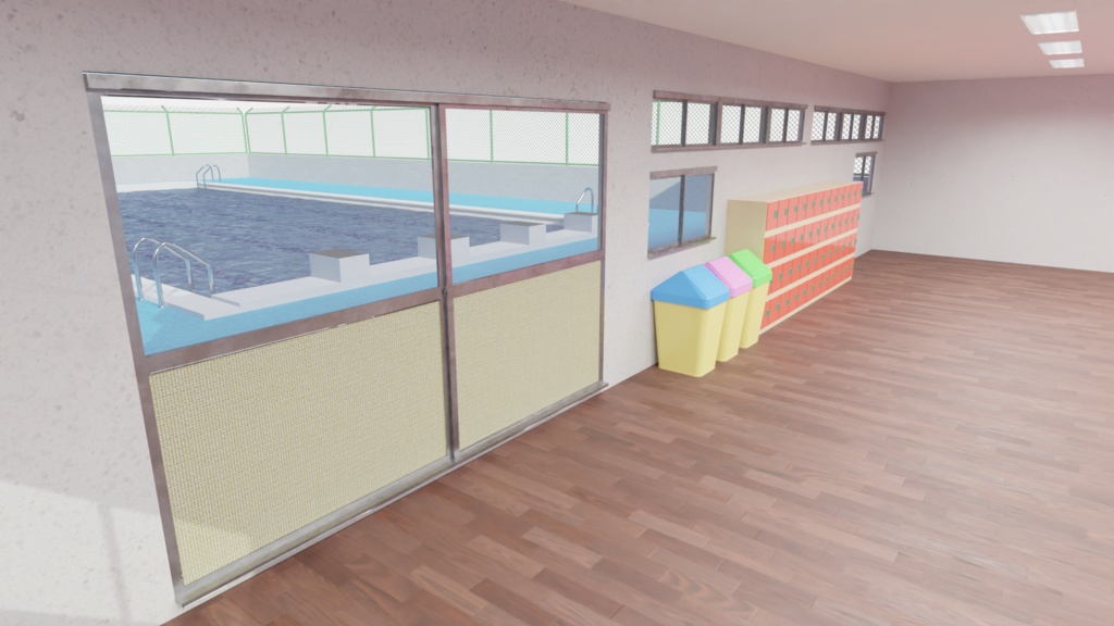 3DCG【pool】学校のプール 屋外プール
