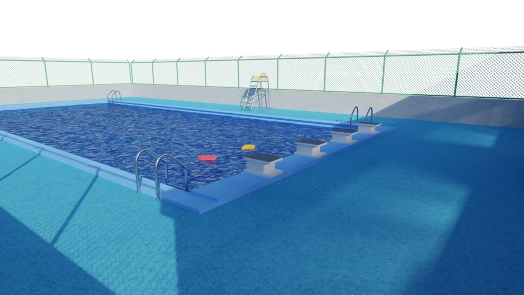 3DCG【pool】学校のプール 屋外プール