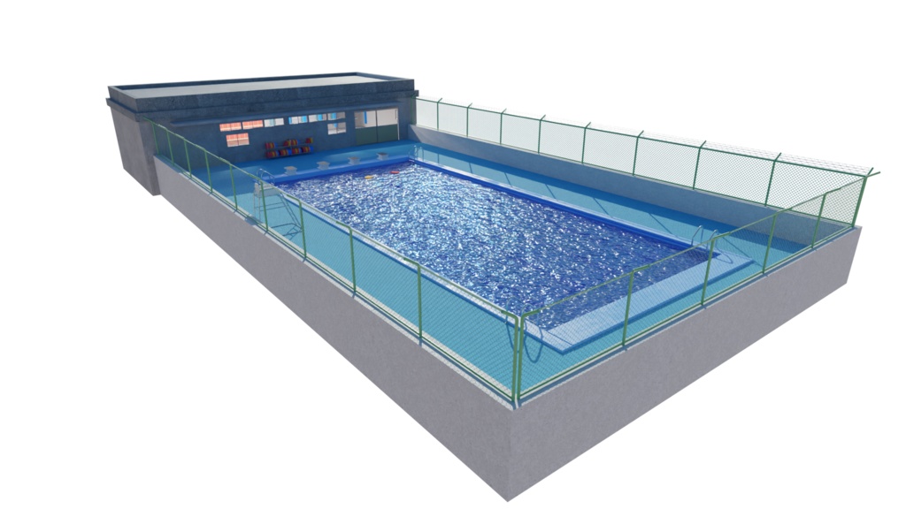 3DCG【pool】学校のプール 屋外プール