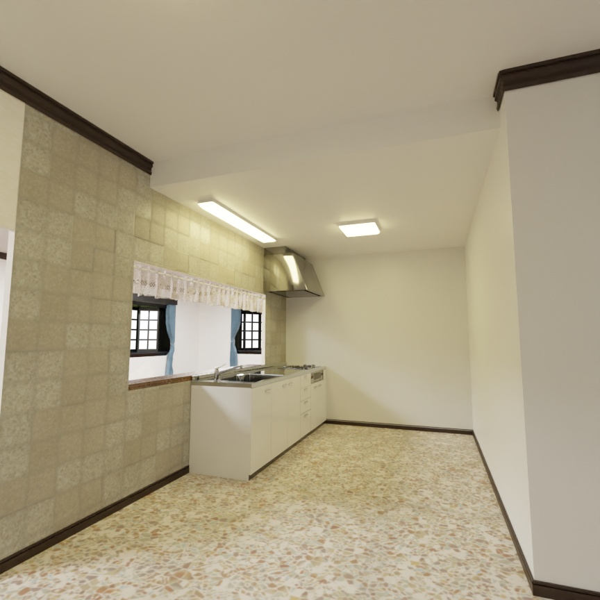 3DCG【house】古めの大きな家