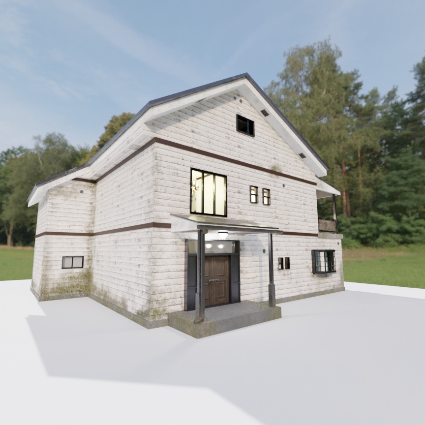 3DCG【house】古めの大きな家