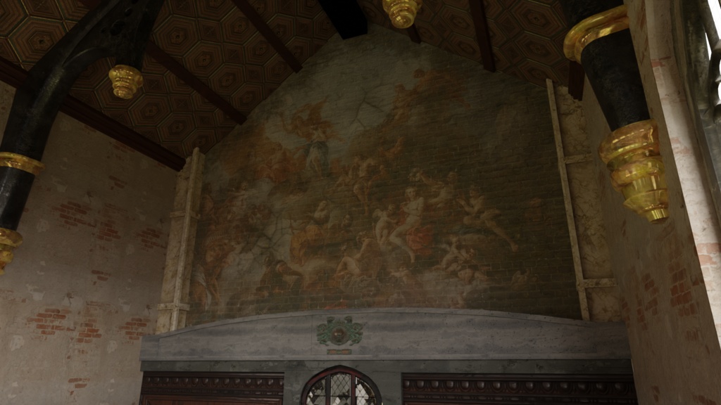 3DCG【merieval_building3】ホグワーツ風の広間