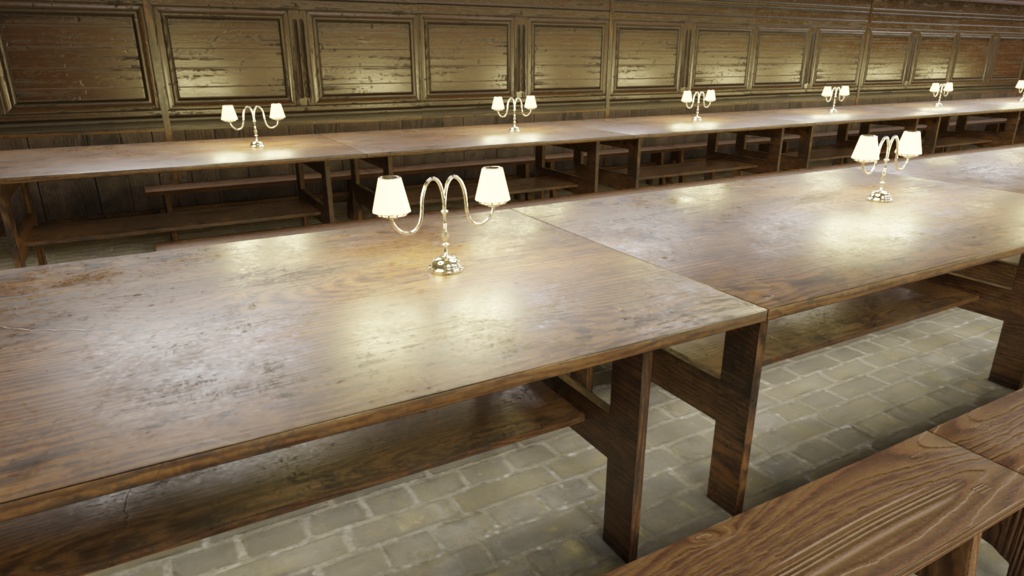 3DCG【merieval_building3】ホグワーツ風の広間