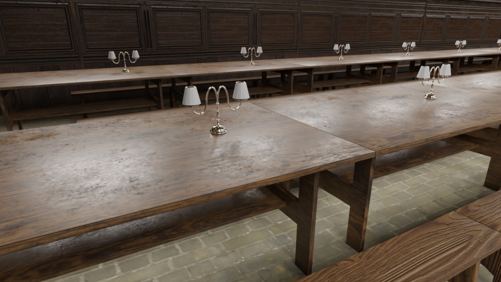 3DCG【merieval_building3】ホグワーツ風の広間