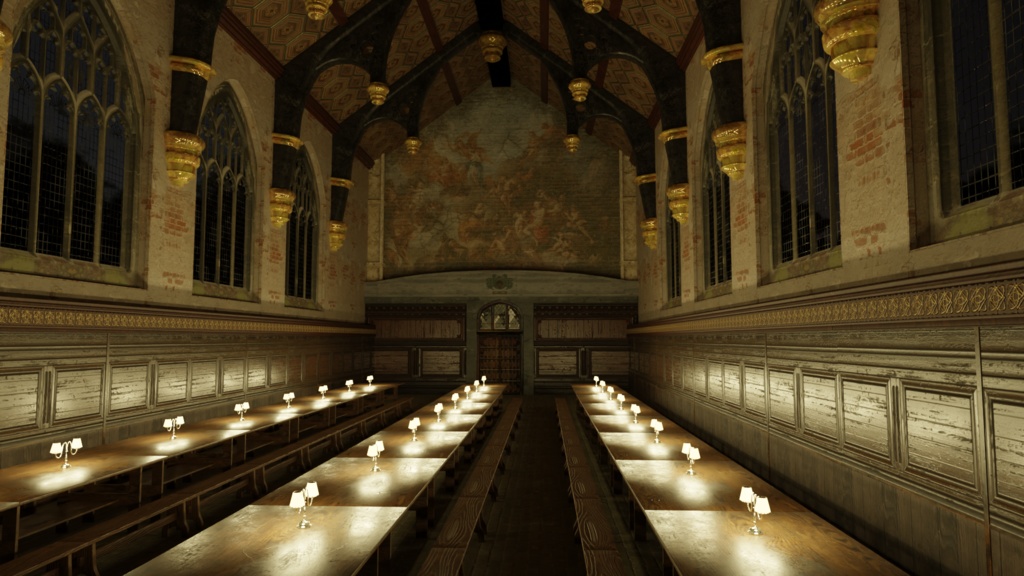 3DCG【merieval_building3】ホグワーツ風の広間