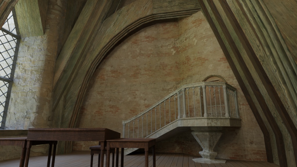 3DCG【medieval_building4】ホグワーツ風の広間2