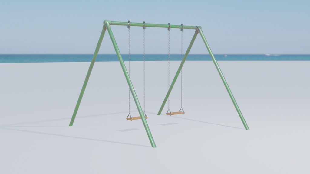 【3DCG】ブランコ/鉄棒/雲梯/回旋塔/タイヤ/シーソー